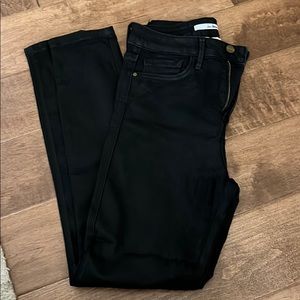 Waxed black denim jean